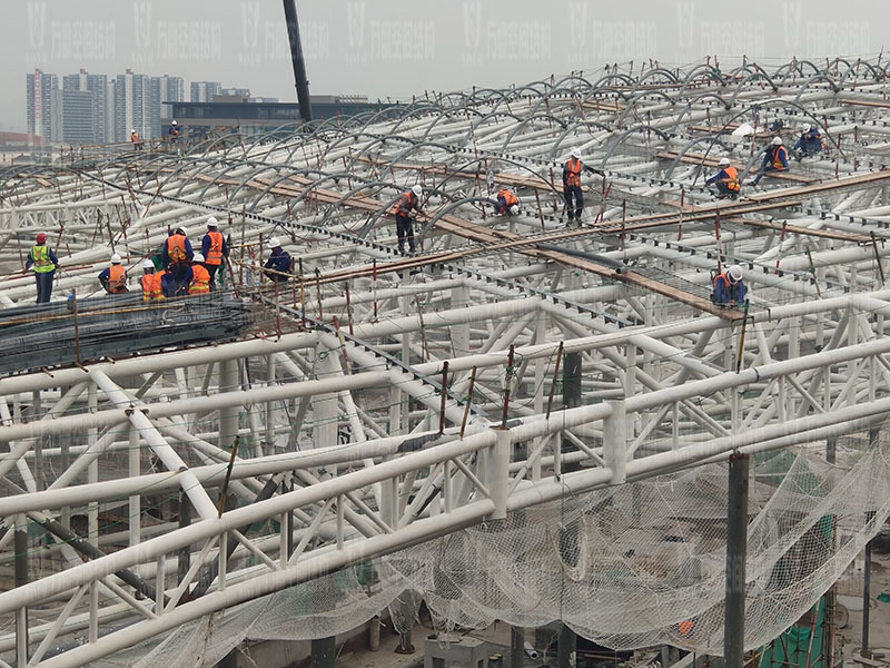 杭州亞運會棒（壘）球體育文化中心膜結構項目鋼結構安裝中