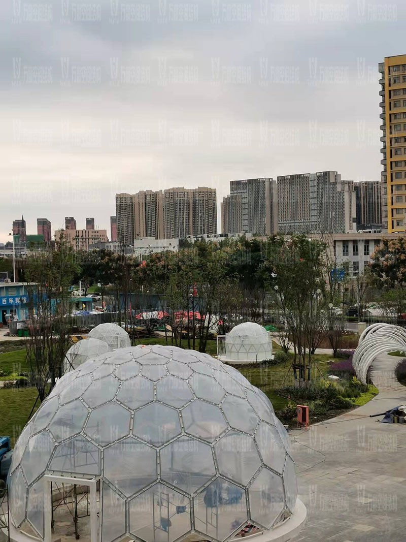 無線創智城市功能空間業態優化五星集市鋼膜結構工程膜結構安裝中