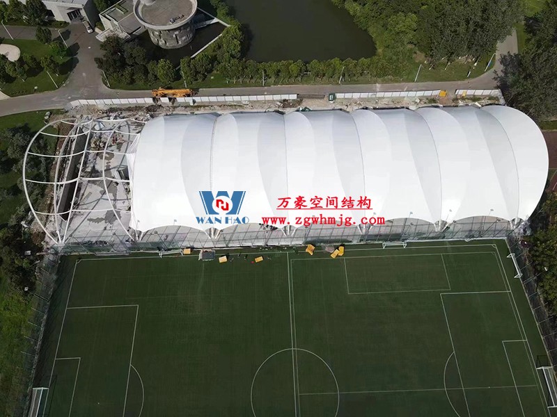 寧波諾丁漢大學室外運動場地改擴建項目膜結構工程接近尾聲