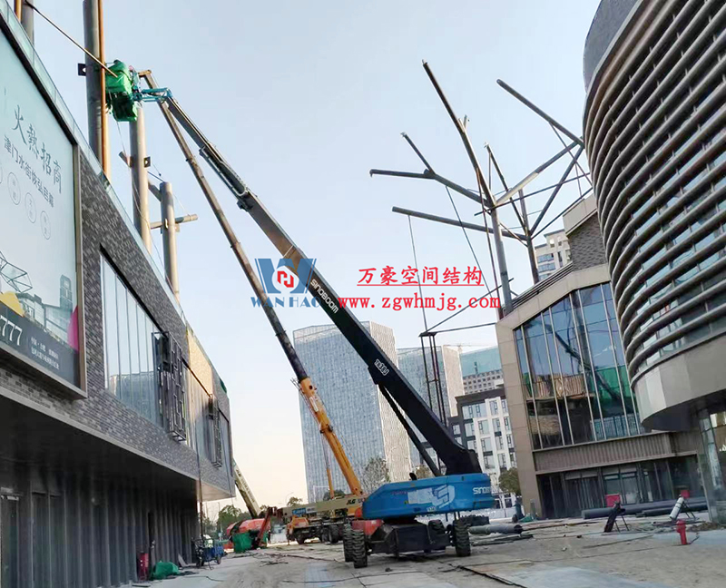 合肥文一塘溪津門天幕鋼結構及ETFE氣枕膜工程施工進度 合肥文一塘溪津門天幕鋼結構及ETFE氣枕膜工程施工進度