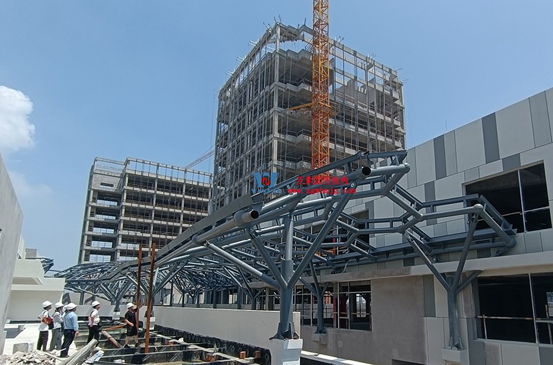 嘉興長安里ETFE氣枕鋼膜結構頂棚工程現場學習觀摩會