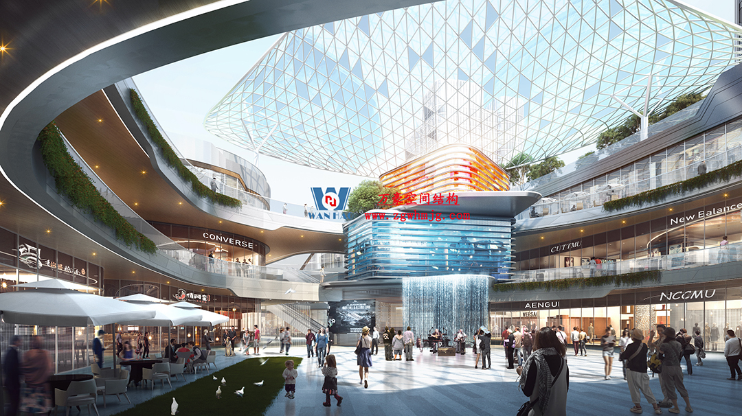 組合型創意消費空間|紹興華發金融活力城ETFE膜結構商業天幕