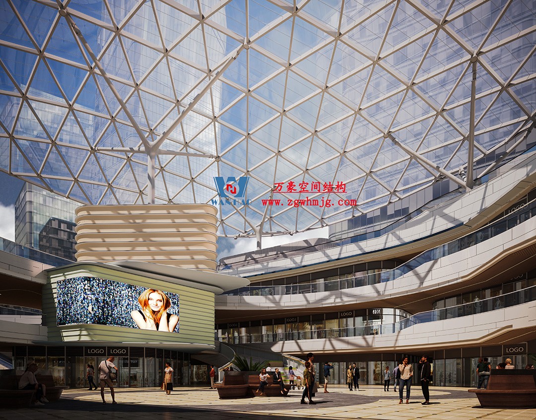 紹興華發金融活力城ETFE膜結構商業天幕工程