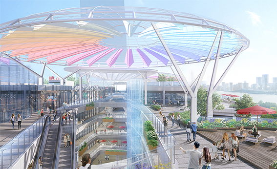 明宇廣場6號地塊商業(yè)（萬達廣場）改造項目鋼膜結(jié)構(gòu)ETFE蓋頂天幕工程